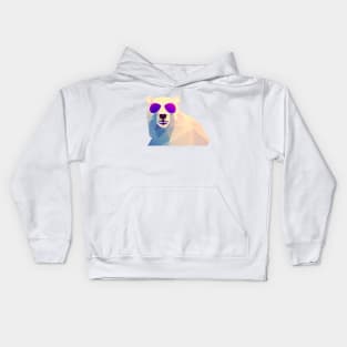 Cool Low Poly Polar Bear wearing Sunglasses Kids Hoodie